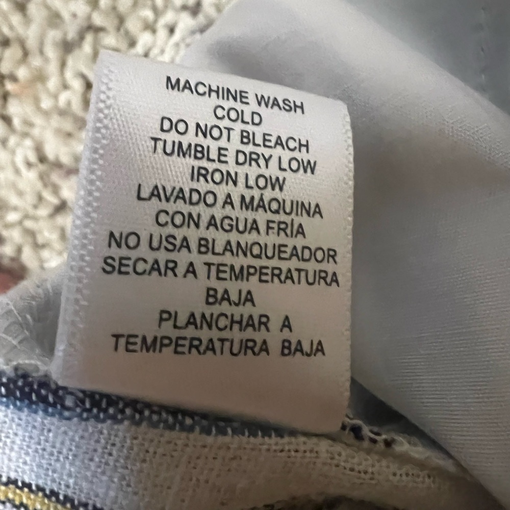 Love Tree Striped White Blue Yellow Linen Drawstring Pants NWT Size M - Picture 6 of 10
